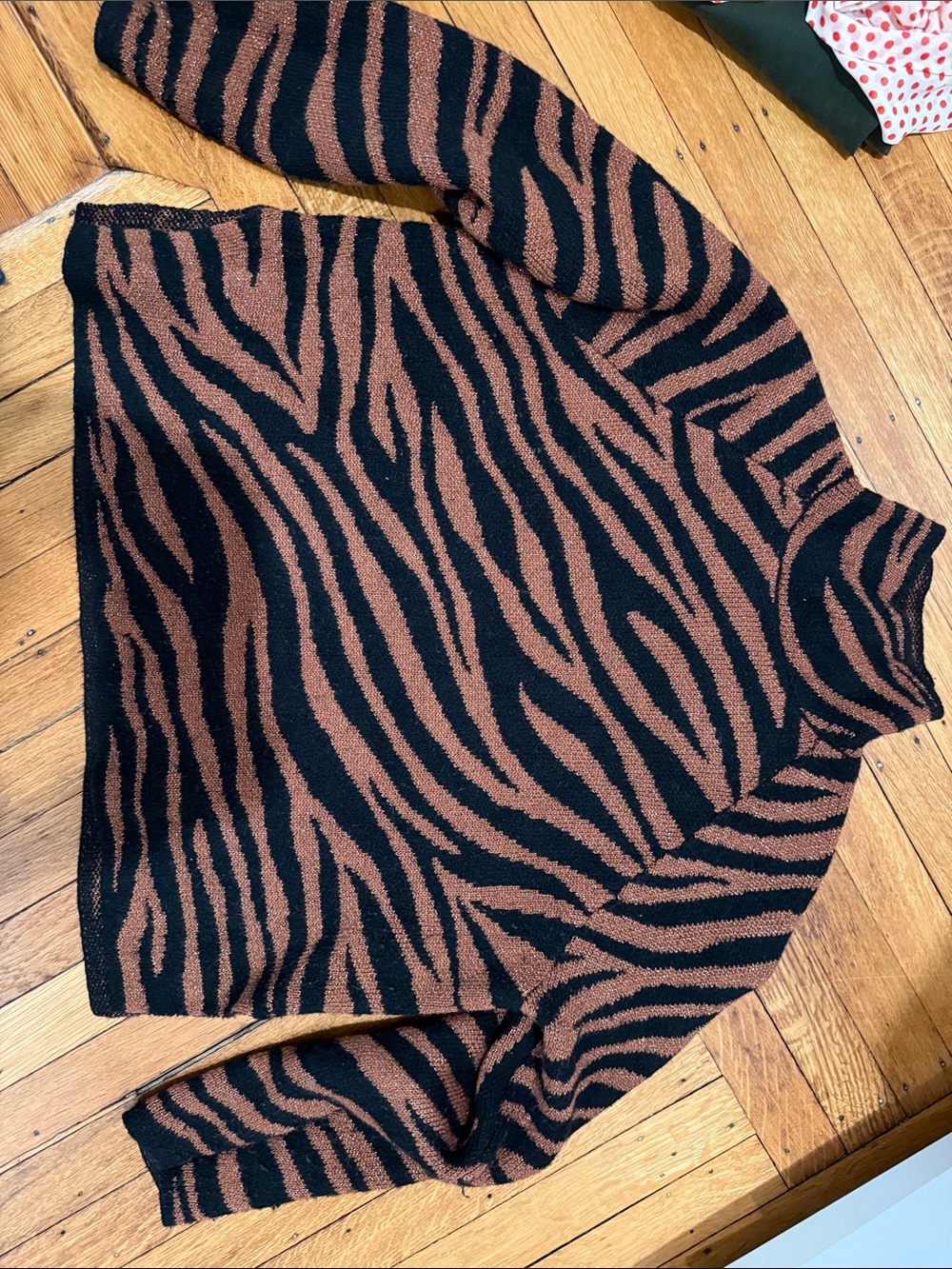 Ann Taylor Black and Brown Zebra-Print Turtleneck Sweater